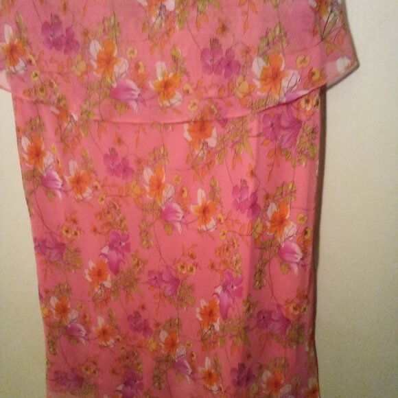 Miss Dorby Dress Women 12P 12 Petite Layered Short Sleeve Floral Pink - Picture 7 of 16